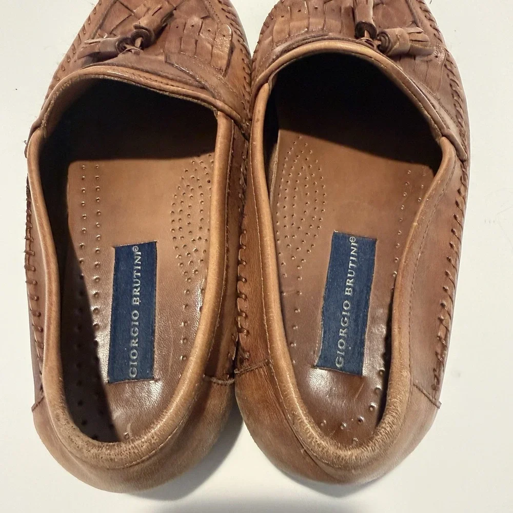 Giorgio Brutini Loafers Tassel Slip On Shoes Bartell Brown‎ Leather Men's 9